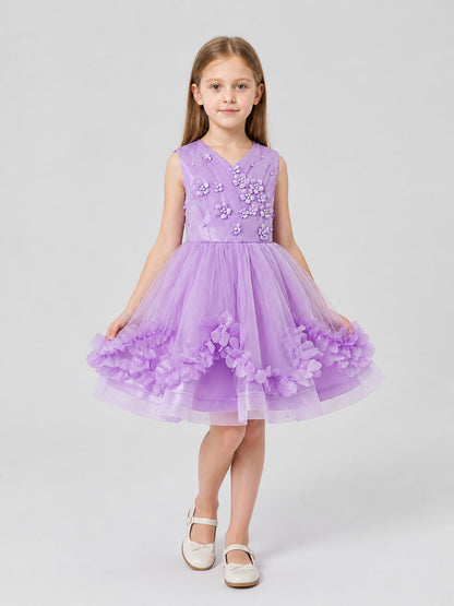 Dressy Dress with a Full Skirt and Floral Details