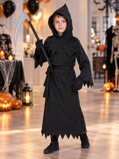 Grim Reaper Cosplay Costume with Hood and Scythe
