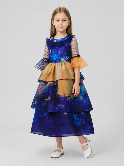 Cosplay Dress with Puff Sleeves and Tiered Skirt Costume Dresses detail