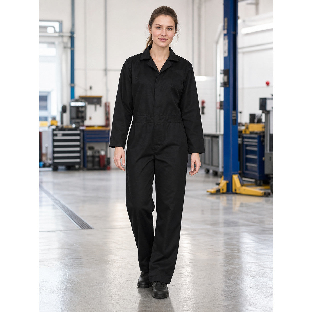 Miles Black Long-Sleeve Jumpsuit lifestyle