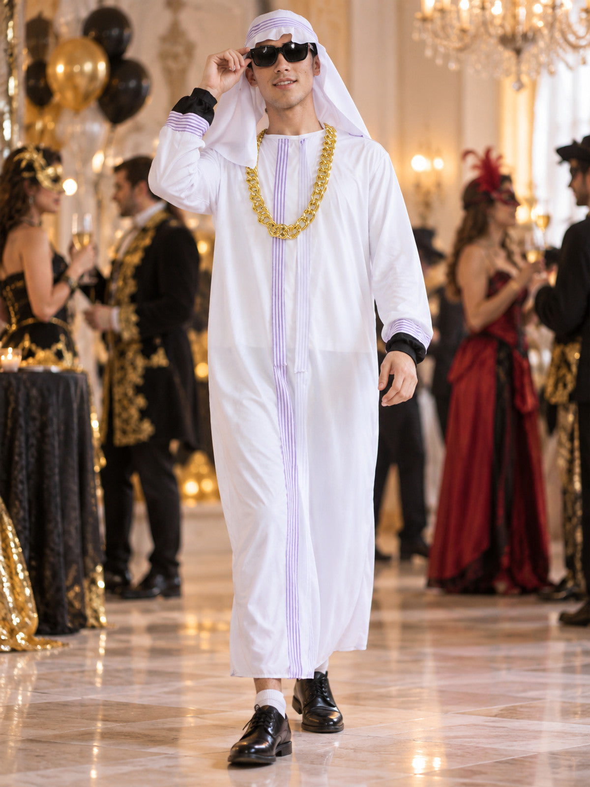 Arab-Inspired Carnival Costume with Headscarf and Glasses
