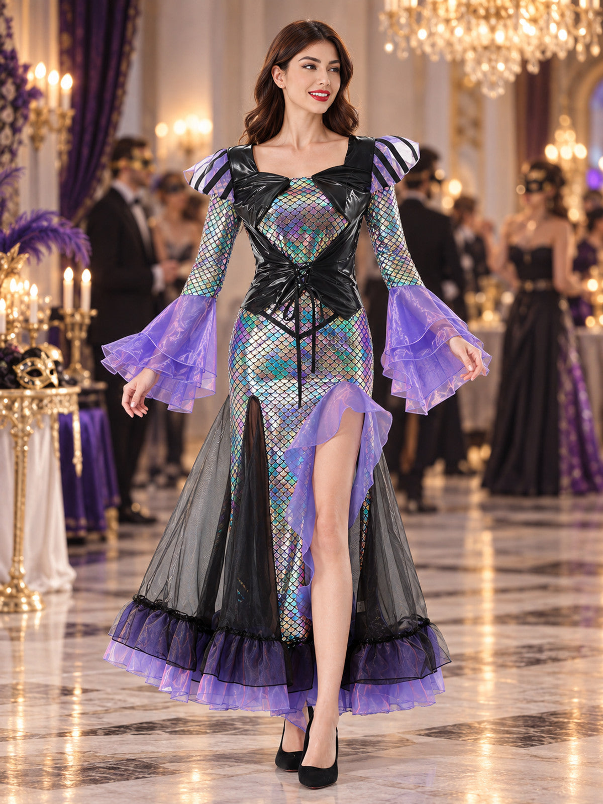 Carnival Dress with a Scale Pattern and Bow lifestyle view