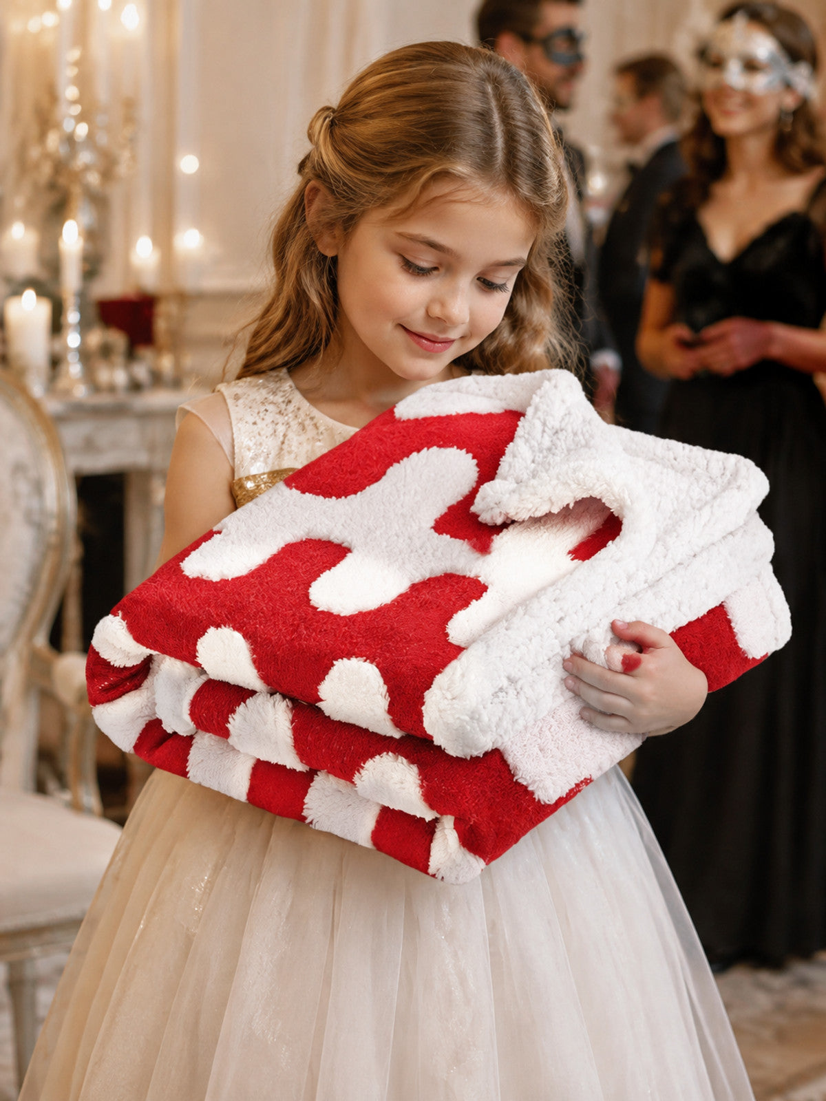 Reversible Red and White Pet Blanket lifestyle view
