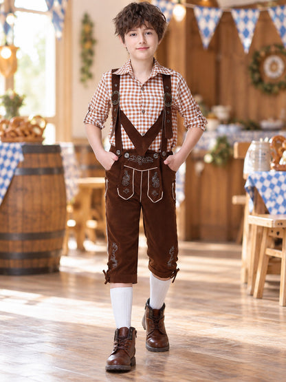 Children's costume in German folk style, trousers with suspenders