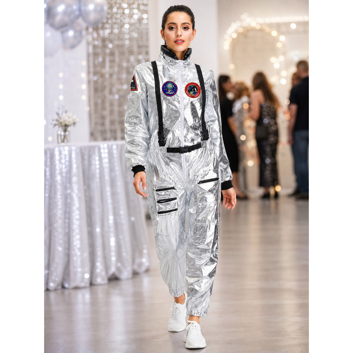 Silver Astronaut Costume — Jumpsuit with Patches