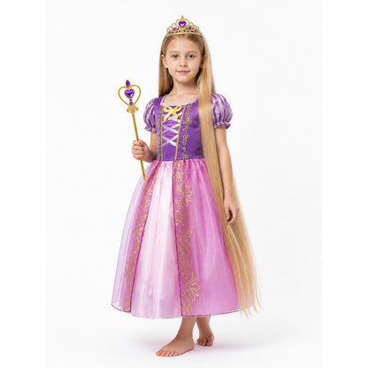 Rapunzel Princess Costume with Wig and Crown Costume Wigs detail