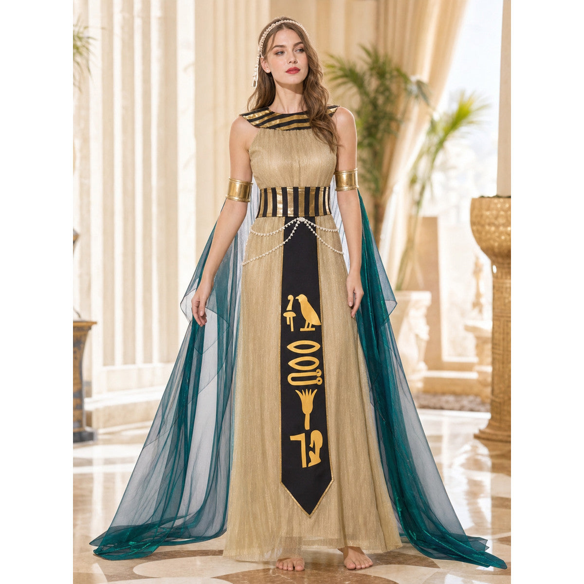 Egyptian-Style Carnival Dress with Draping lifestyle view