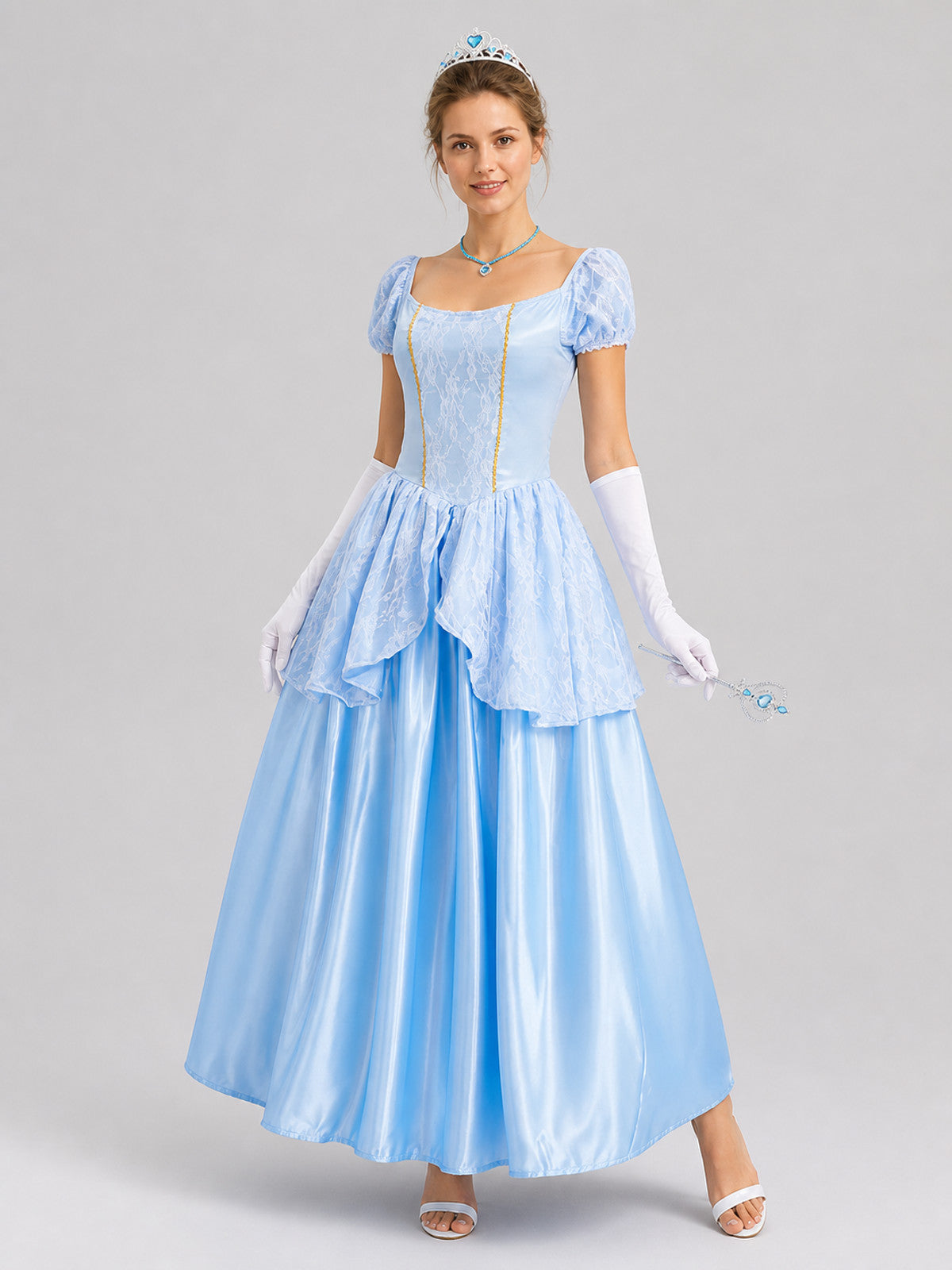 Princess Sissi Cosplay Dress, Blue, Long Costume Dresses detail