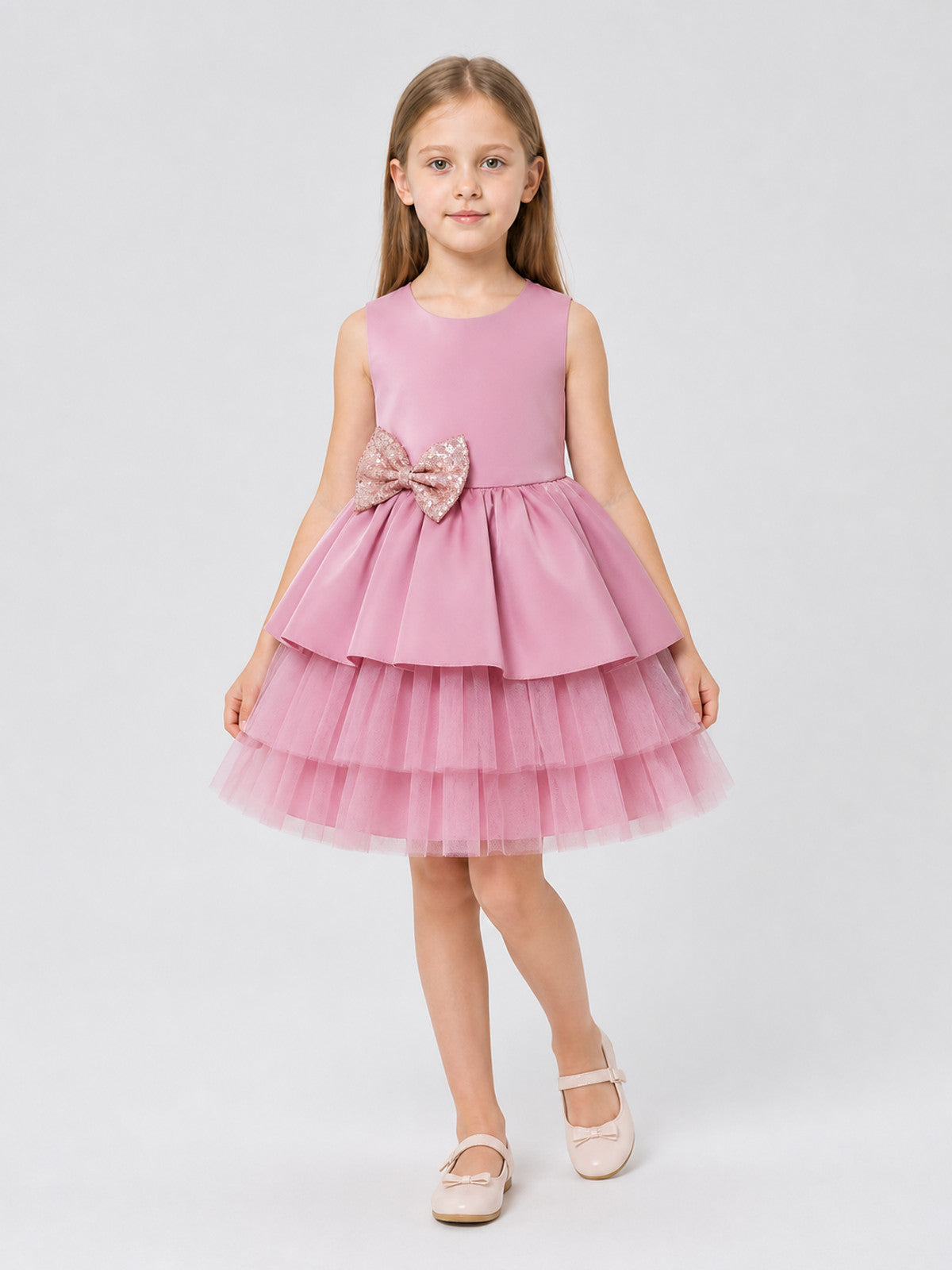 Full Princess Dress with Tulle Skirt and Bow