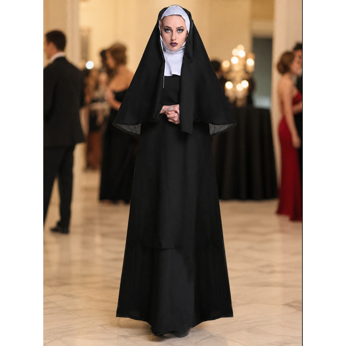 Halloween Costume with Black Veil