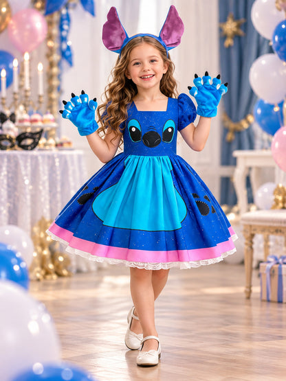 Kids' Carnival Dress with a Fluffy Skirt and Print