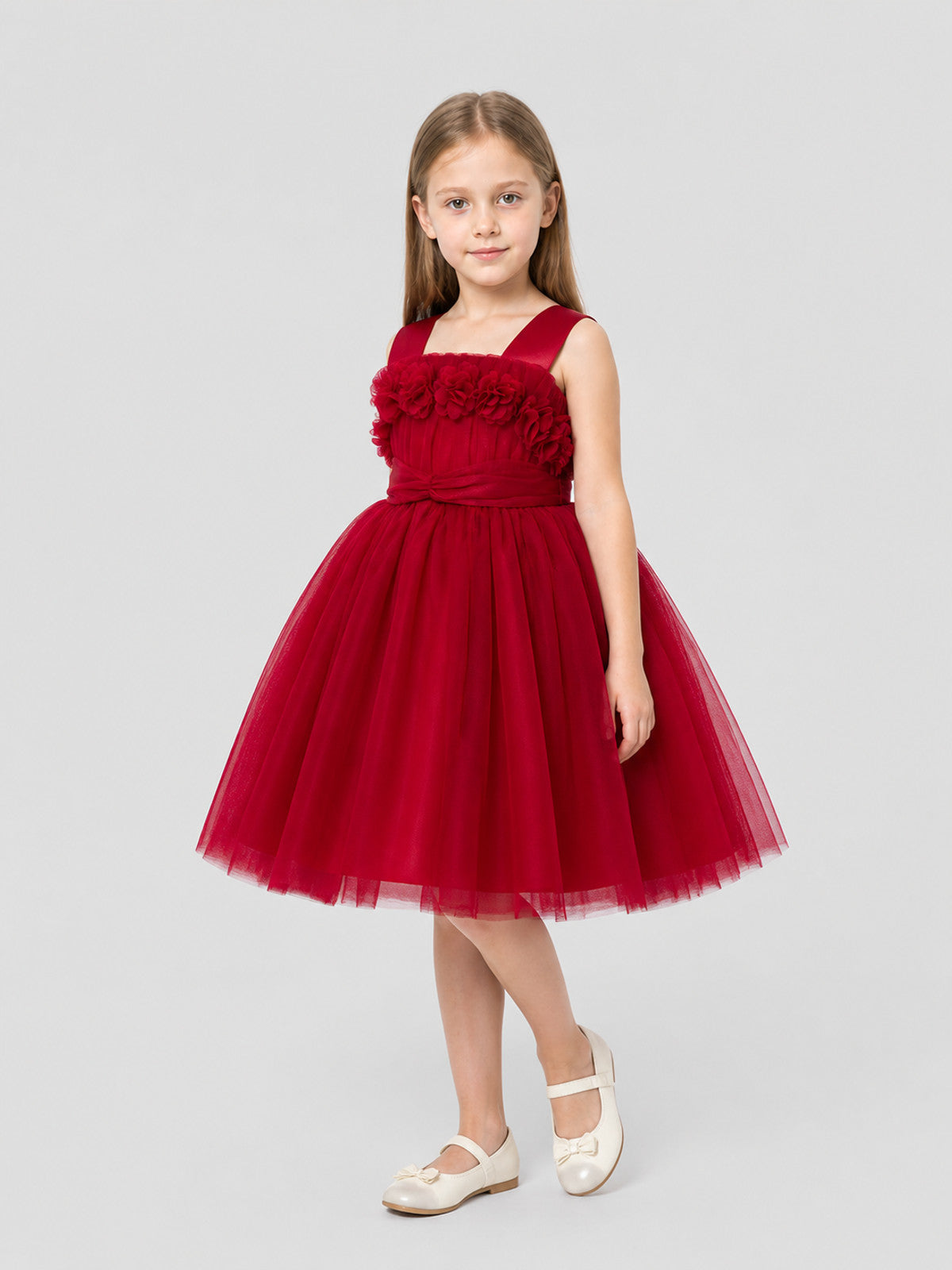 Burgundy Princess Dress for Girls with a Full Skirt Costume Dresses detail