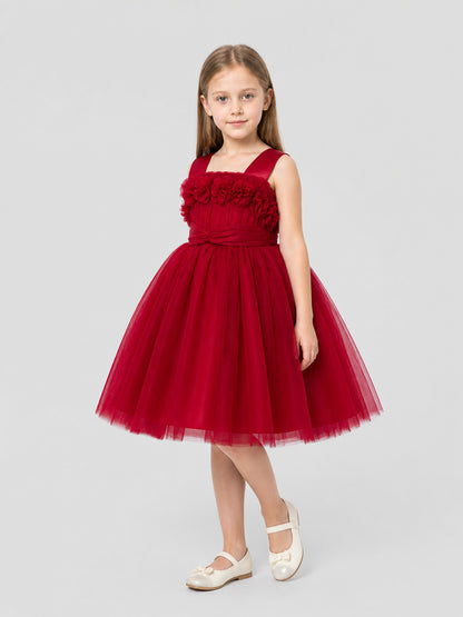 Burgundy Princess Dress for Girls with a Full Skirt Costume Dresses detail