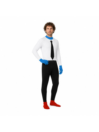 Character Carnival Jumpsuit with Glasses and Tie Costumes detail
