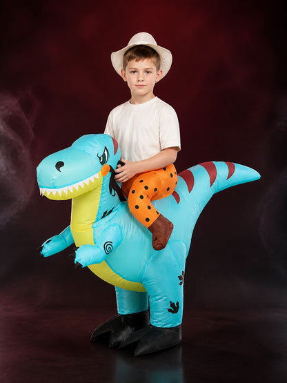 Inflatable Dinosaur Costume, Light Blue with Orange Spots, Funny Halloween main product view