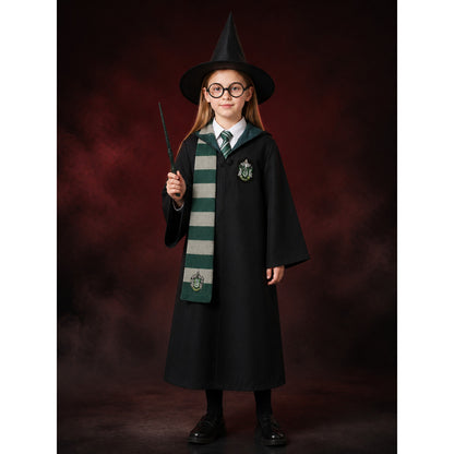 Wizard Costume Set with Robe, Hat, Scarf, Tie, Glasses, Shirt and Wand main product view