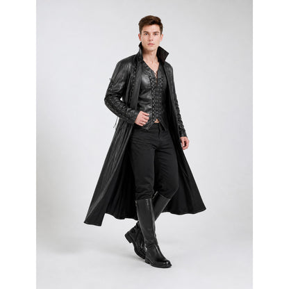 Gothic Vampire Costume: Coat, Vest, and Pants on-model front view
