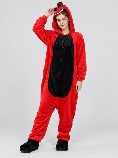 Hooded Jumpsuit Pajama with Black Insert