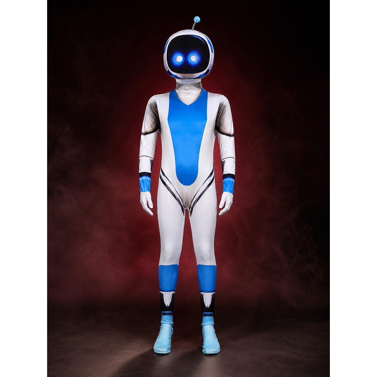 Unisex Space Robot Costume Jumpsuit with Headpiece, Blue White Black Halloween main product view