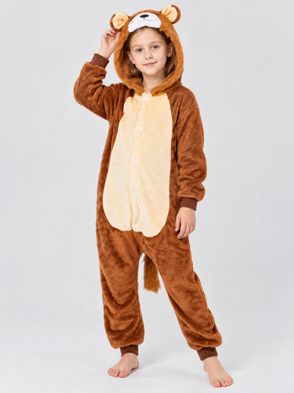 Plush Hooded Pajama Jumpsuit with Ears