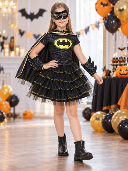 Kids' Superhero Costume Black and Yellow with Mask