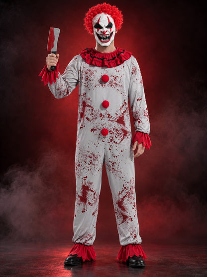 Adult clown carnival costume with mask and wig