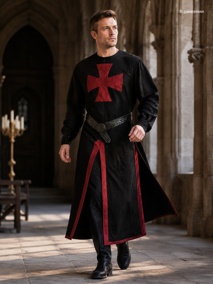 Medieval Long Robe with Red Cross for Cosplay lifestyle view