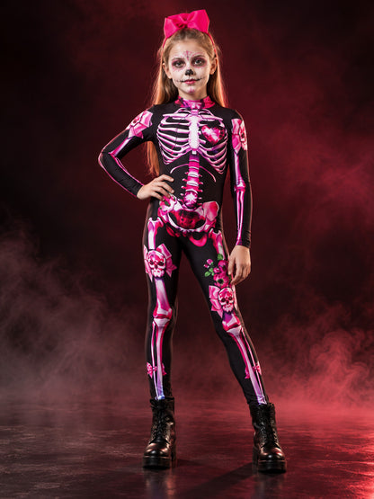Black Skeleton Costume with Pink Print