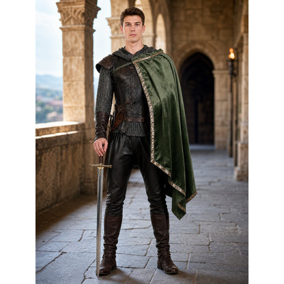 Green asymmetrical long carnival cape lifestyle