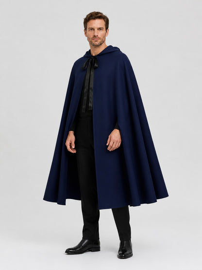Cosplay Hooded Cloak, Open Front, Blue/Black Costume Capes detail
