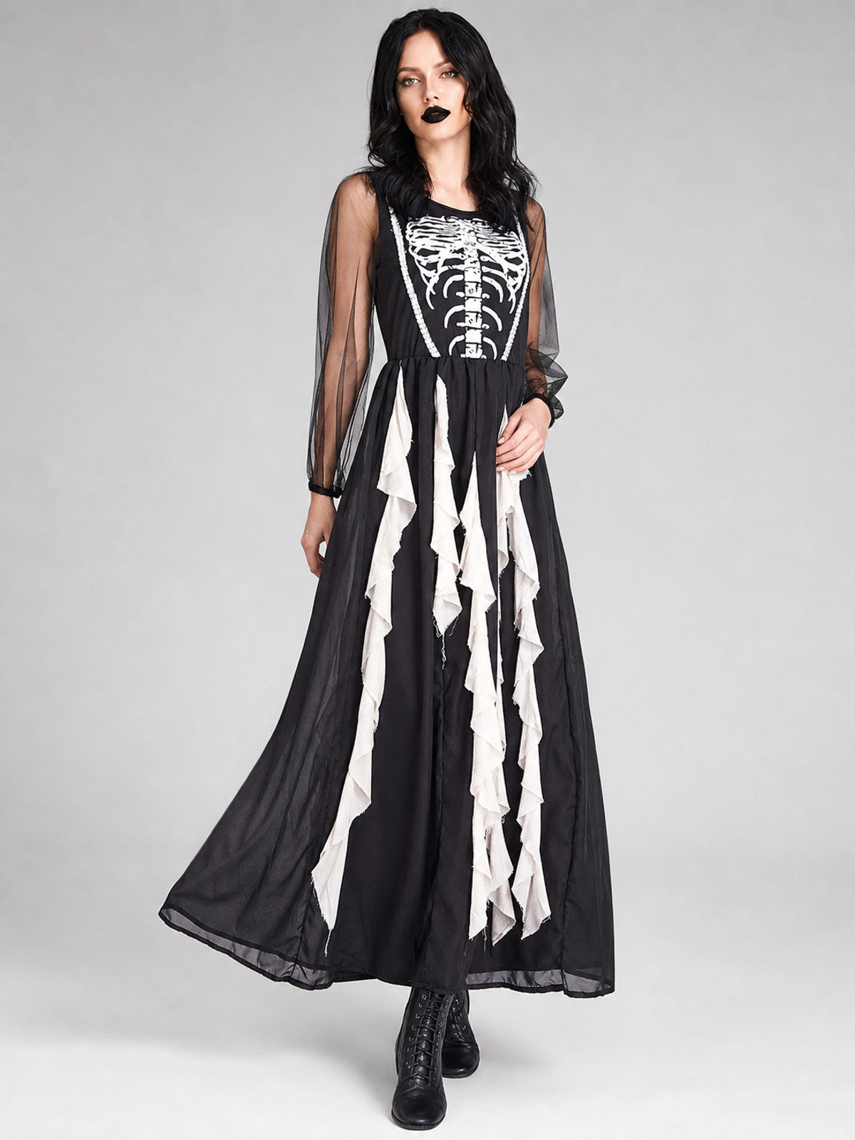 Skeleton Cosplay Dress with Long Sleeves