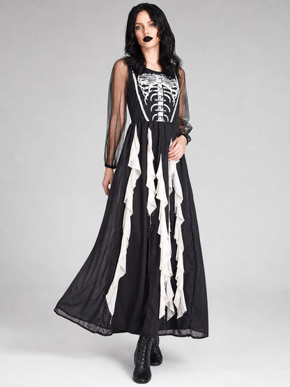 Skeleton Cosplay Dress with Long Sleeves