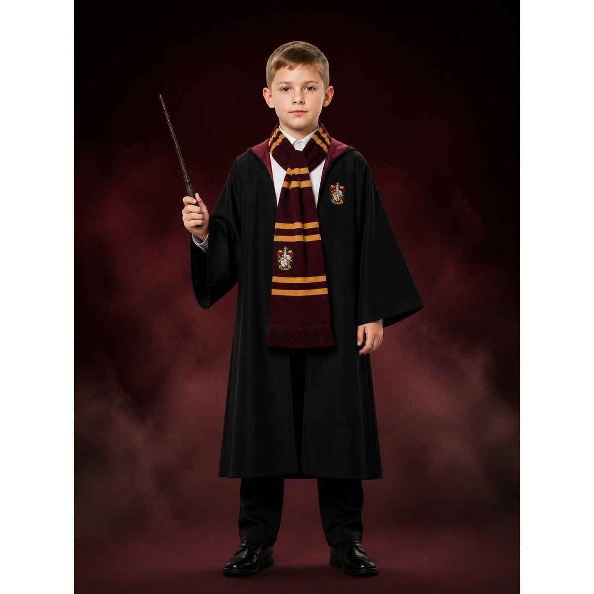 Hooded Wizard Robe Costume Set With Shirt And Striped Scarf lifestyle
