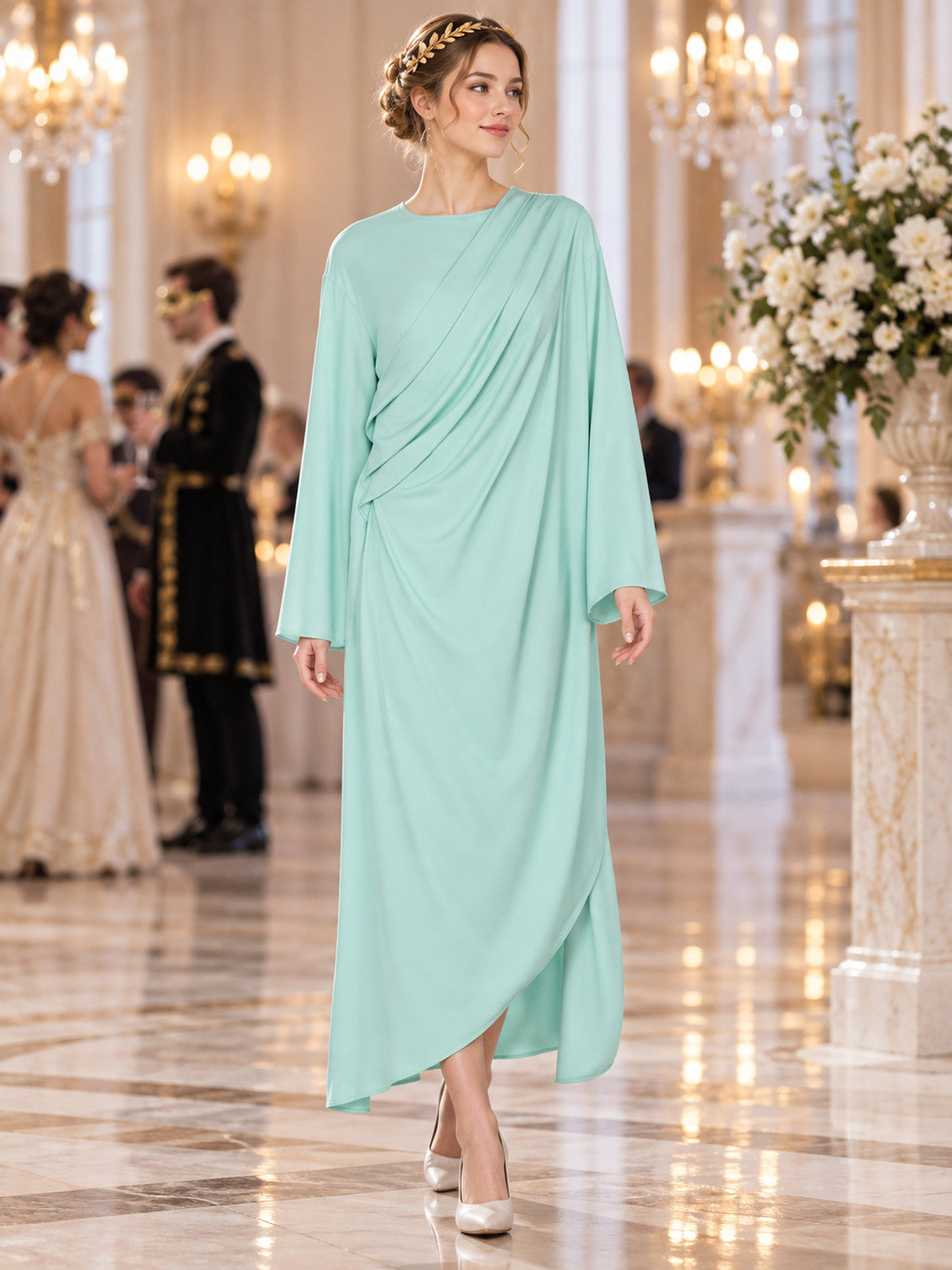 Carnival Costume Dress with Asymmetrical Draping lifestyle view