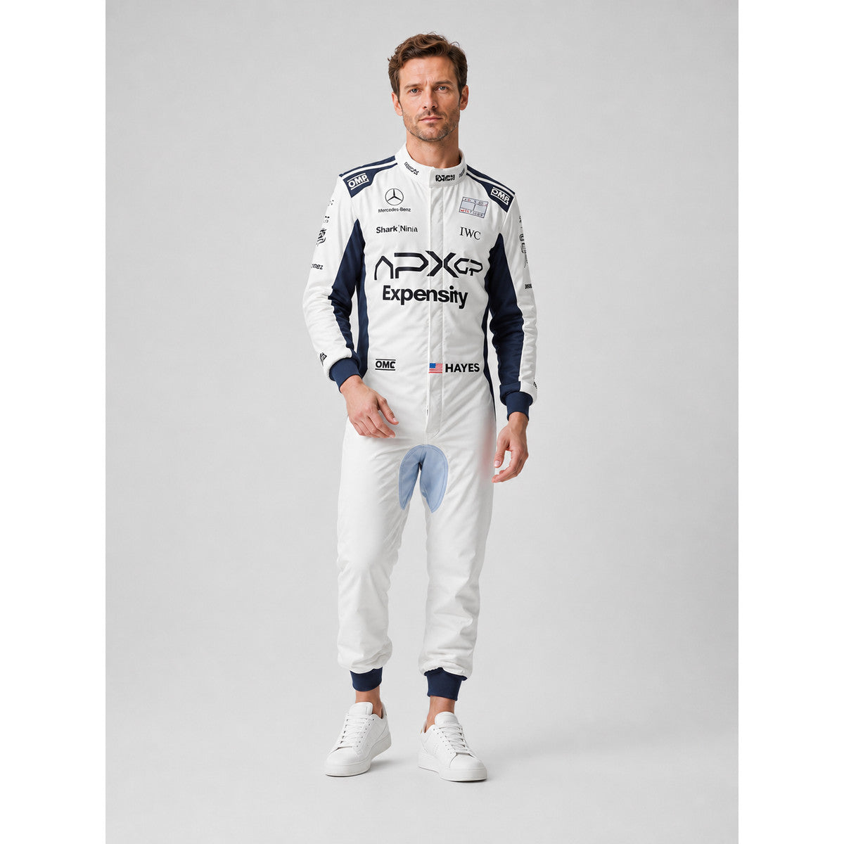 White and Navy Blue Racing Jumpsuit for Cosplay, Costume Costumes detail