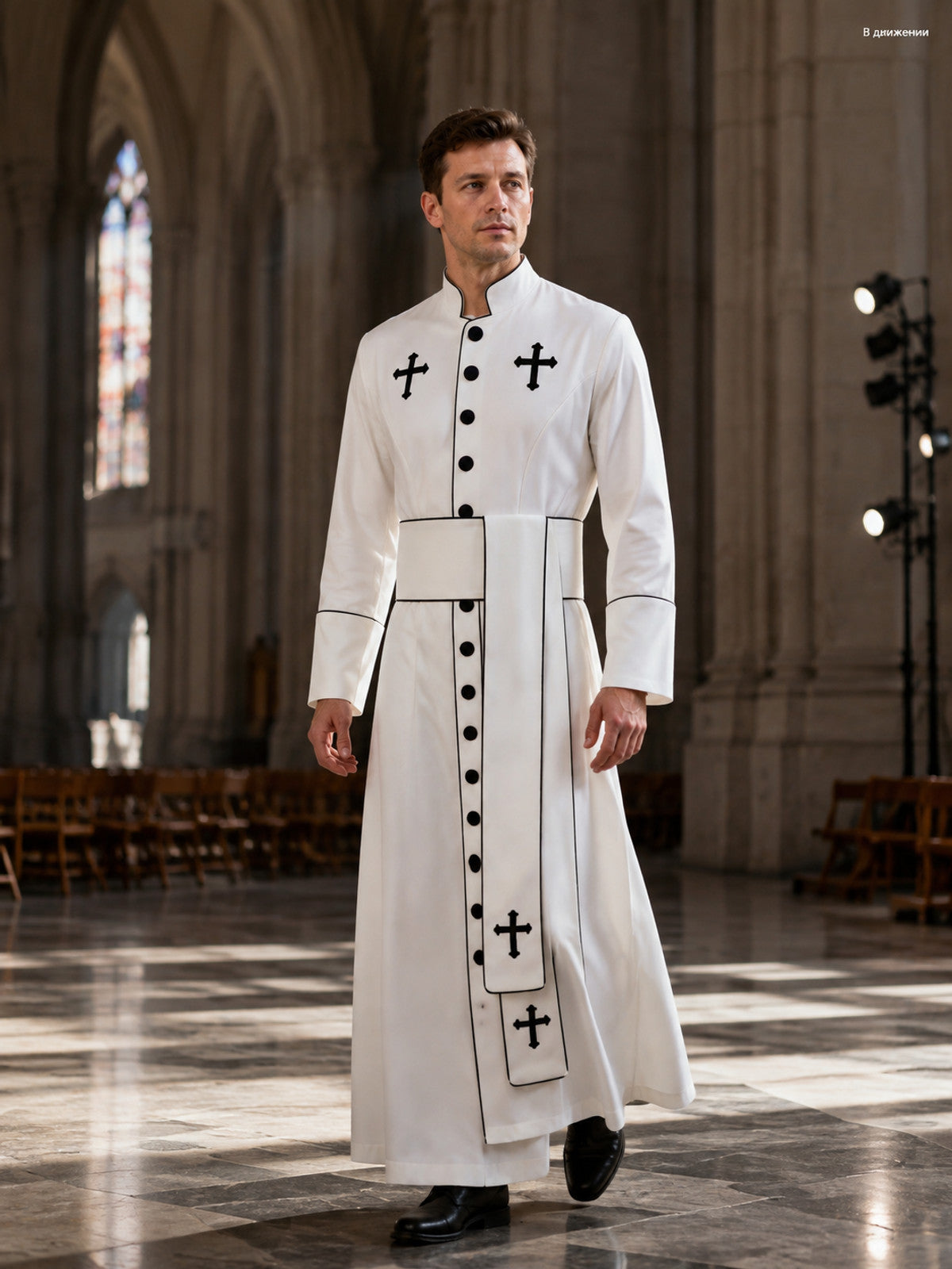 Gothic Stage Costume Coat with Belt for Cosplay lifestyle view