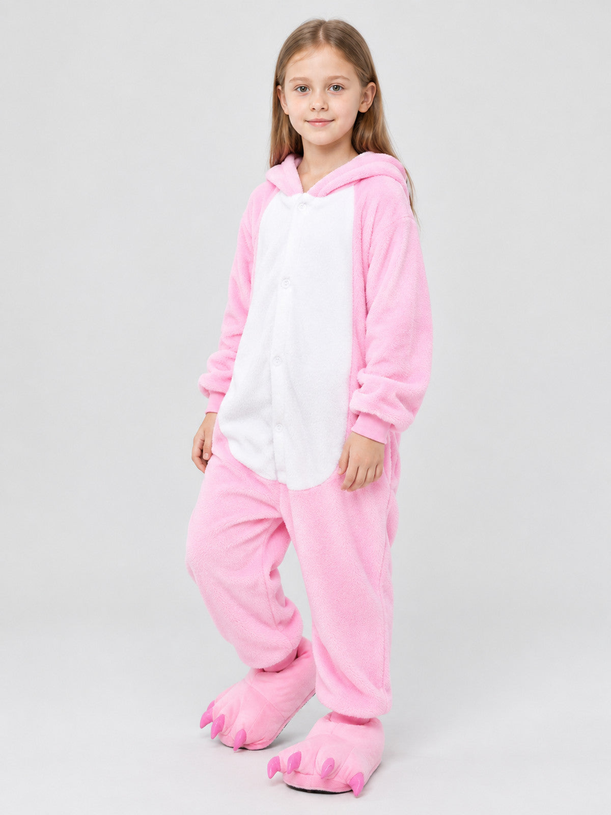 Kids' Hooded Pajama Jumpsuit with Puff Sleeves