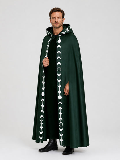 Green Hooded Cape with White Trim for Halloween