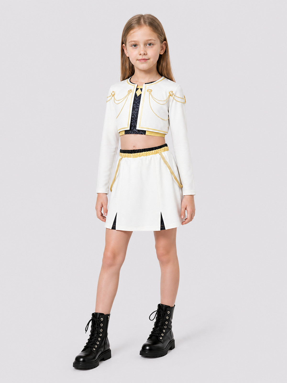 Cosplay Costume for Performances, 3-Piece Set, White and Gold Costumes detail