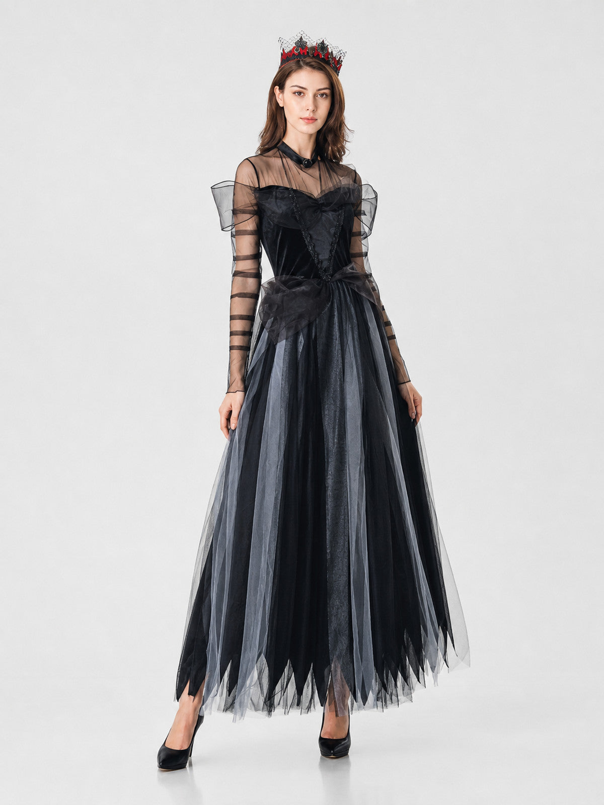 Gothic Costume: Black Long Dress with a Full Skirt