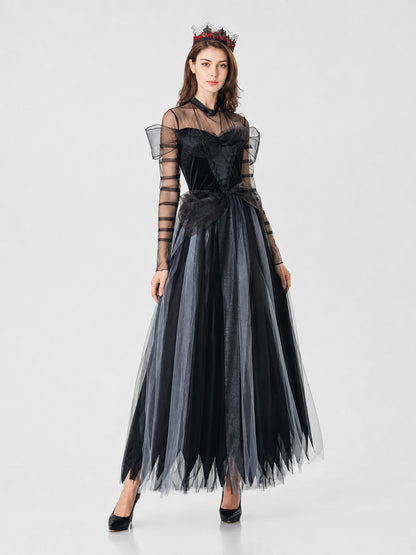 Gothic Costume: Black Long Dress with a Full Skirt