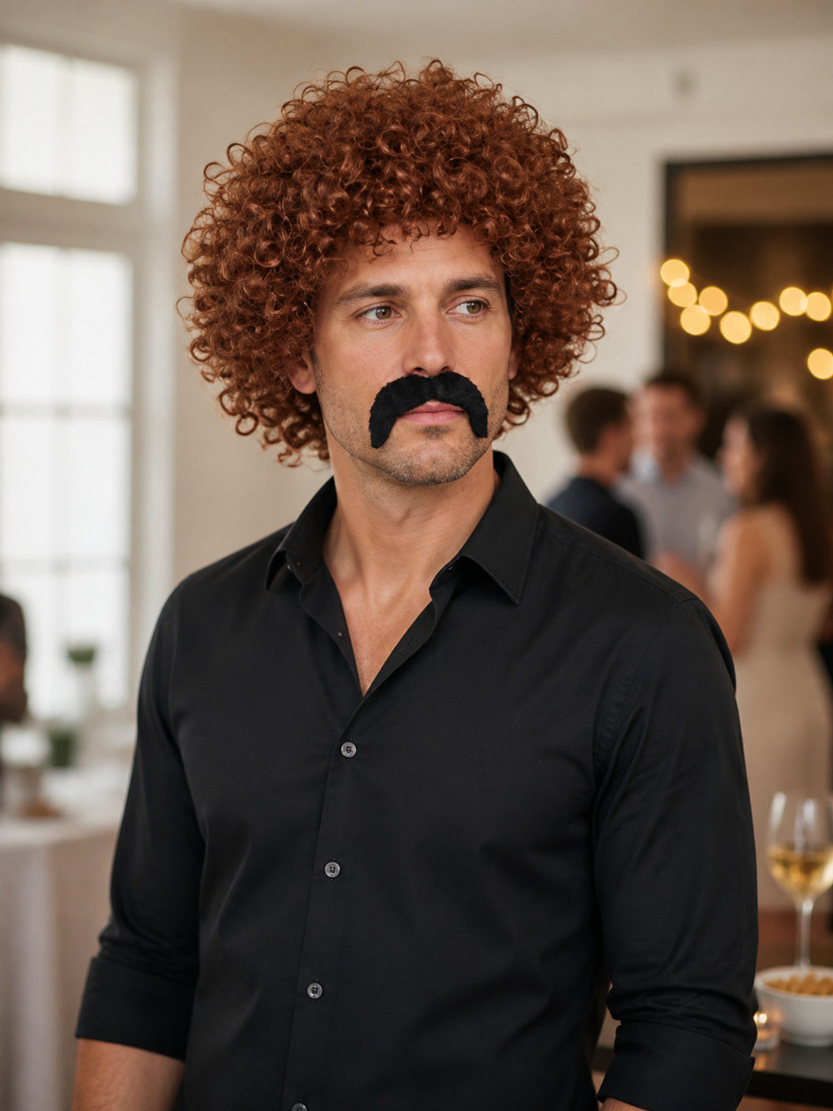 Brown Curly Carnival Wig for Parties lifestyle view