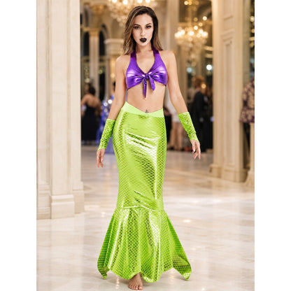 Mermaid Costume with Lace-Up Top and Fish-Tail Skirt