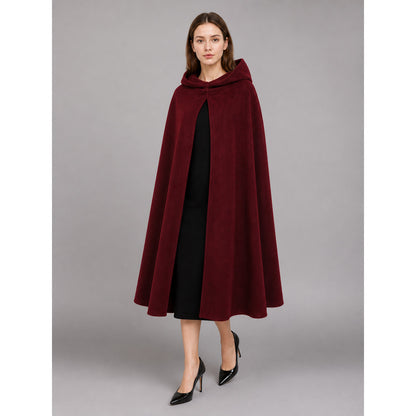 Long Burgundy Carnival Cloak with Hood
