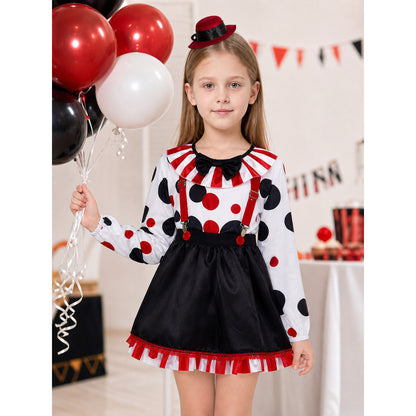 Children's Clown Costume with Skirt and Hat for Stage Performances