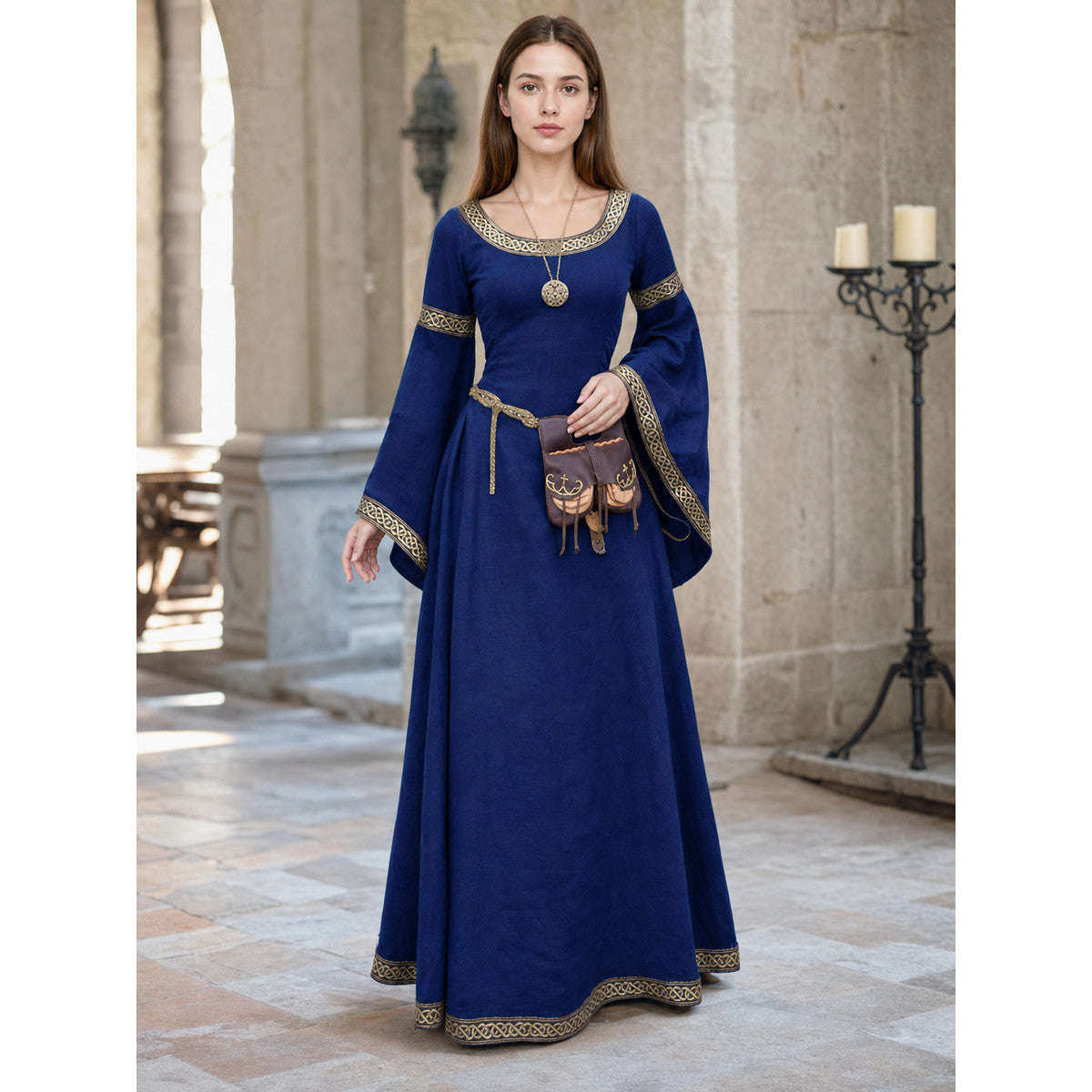 Long Medieval Dress with Belt and Pendant