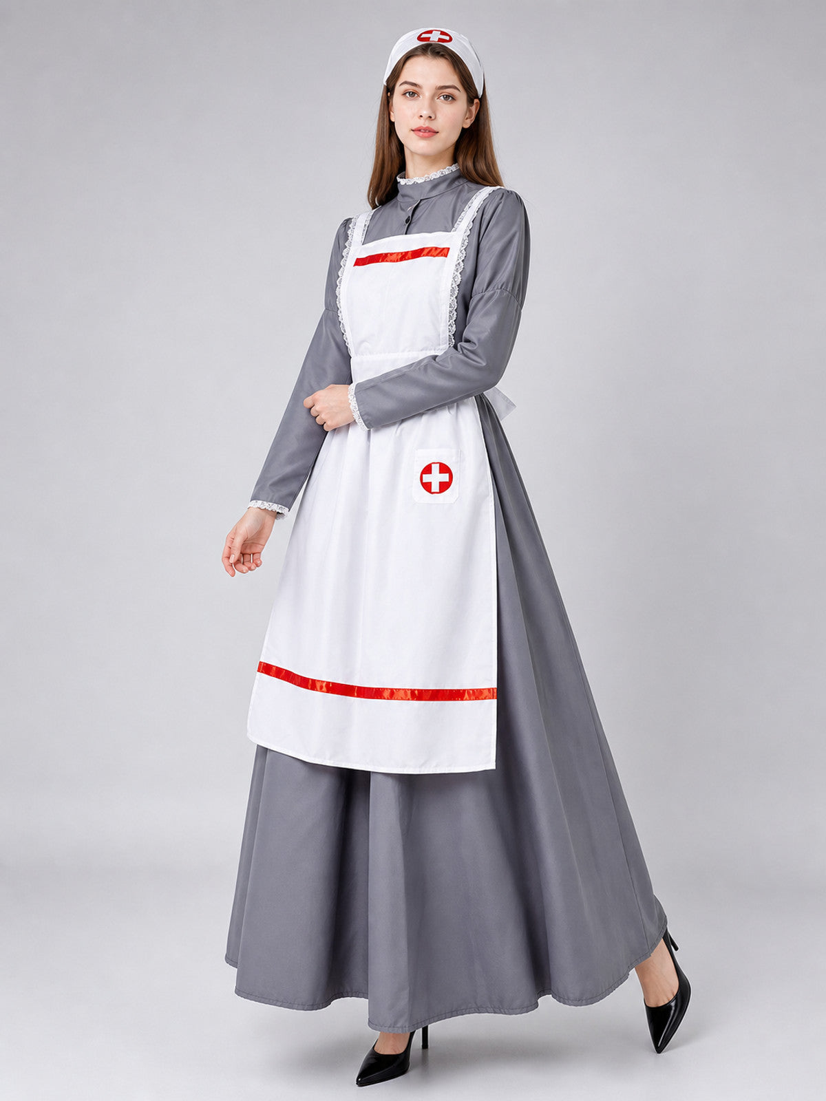 Nurse Costume with Apron and Cap