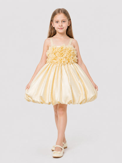 Girls' Tutu Dress with 3D Flowers, Champagne Costume Dresses detail
