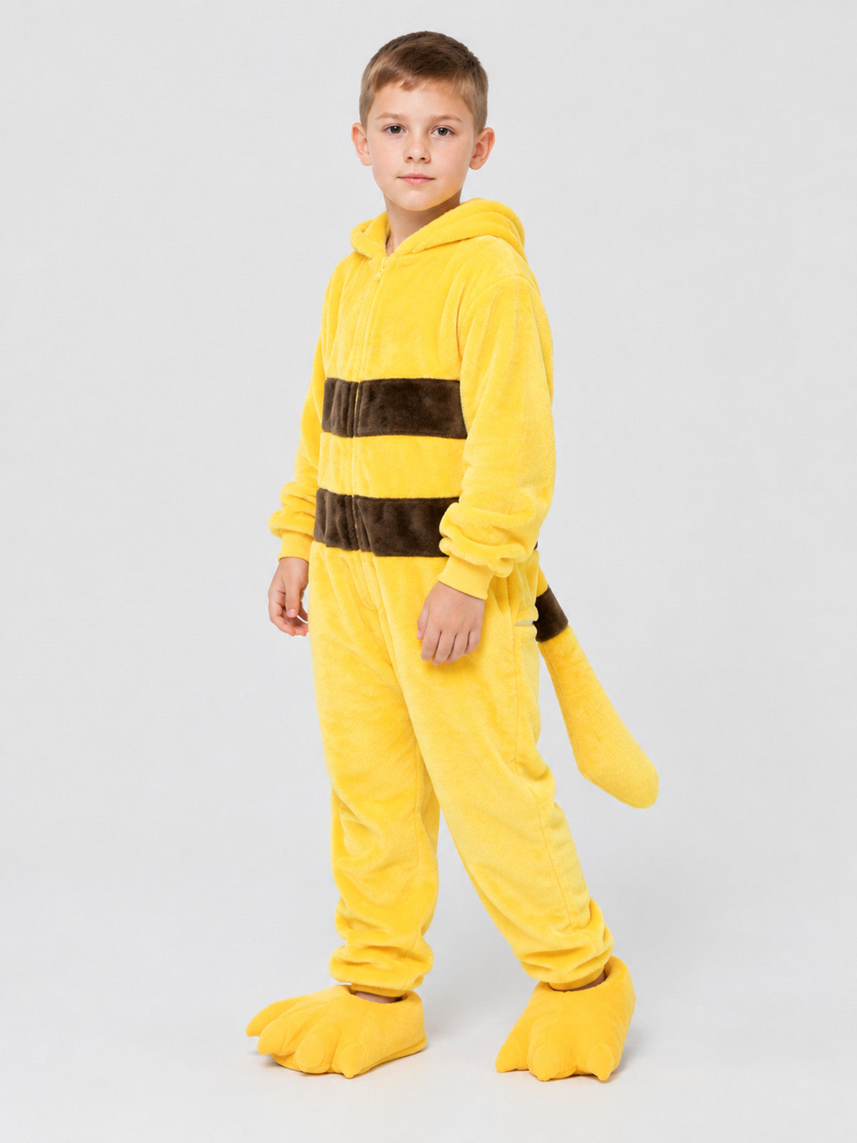 Kids' Hooded Jumpsuit Pajama with Tail, Yellow