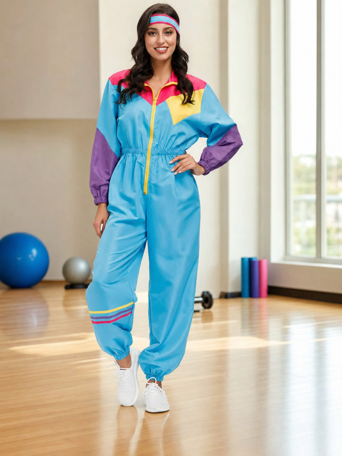 70s Retro Disco Jumpsuit with Headband